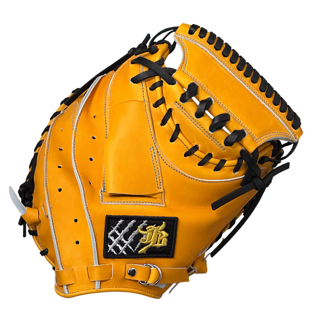 【公式メーカー限定】ナチュラル和牛JBミット/JB-002S/スパークルイエロー/捕手用ミット/高校野球ルール対応