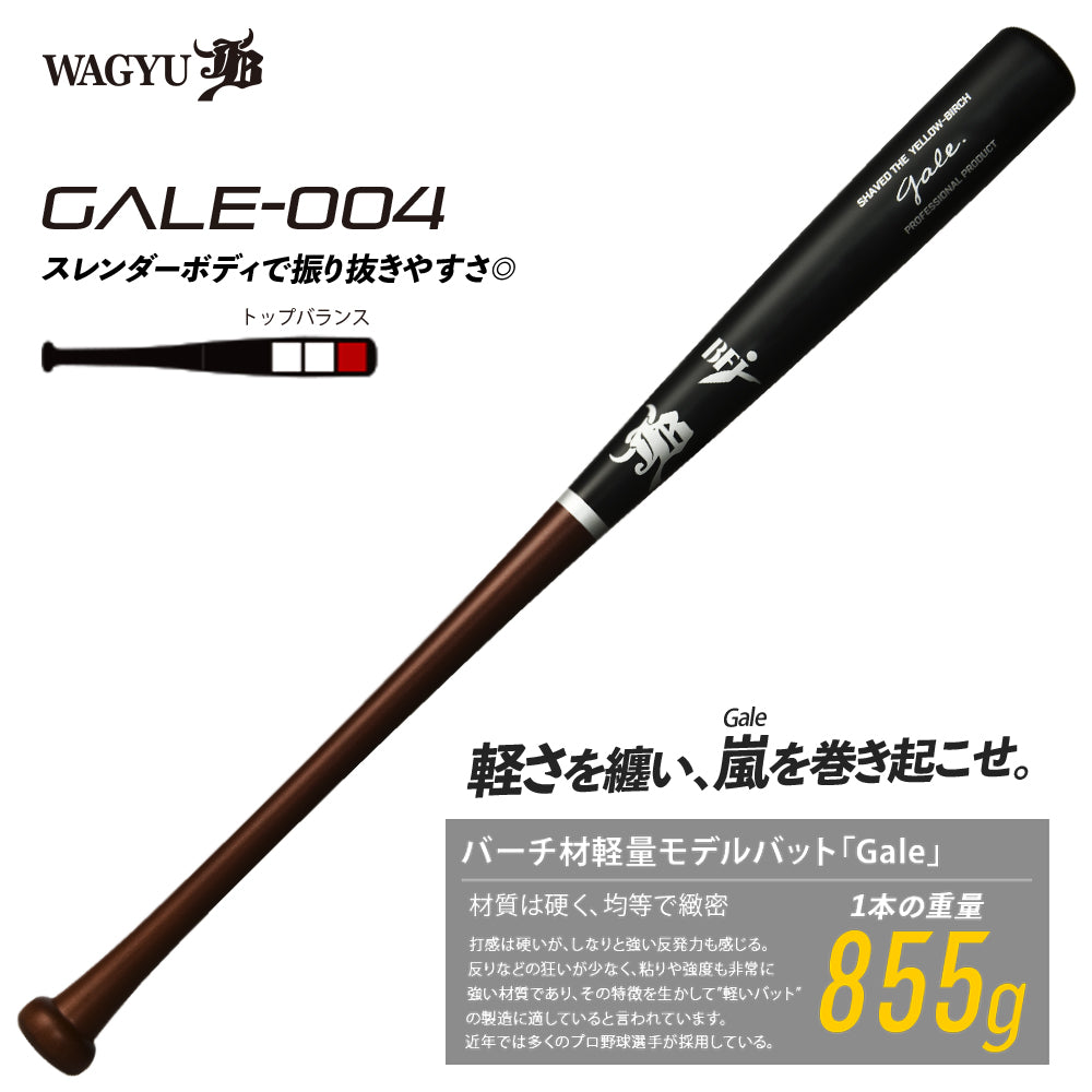 バーチ材硬式木製バット「Gale」/中学・高校・大学社会人対応/BFJマーク入り