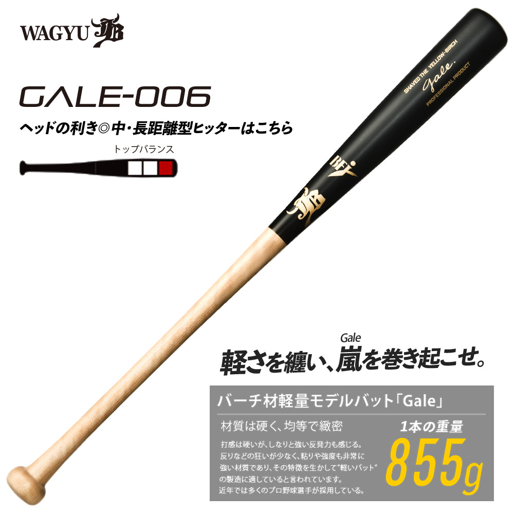 バーチ材硬式木製バット「Gale」/中学・高校・大学社会人対応/BFJマーク入り