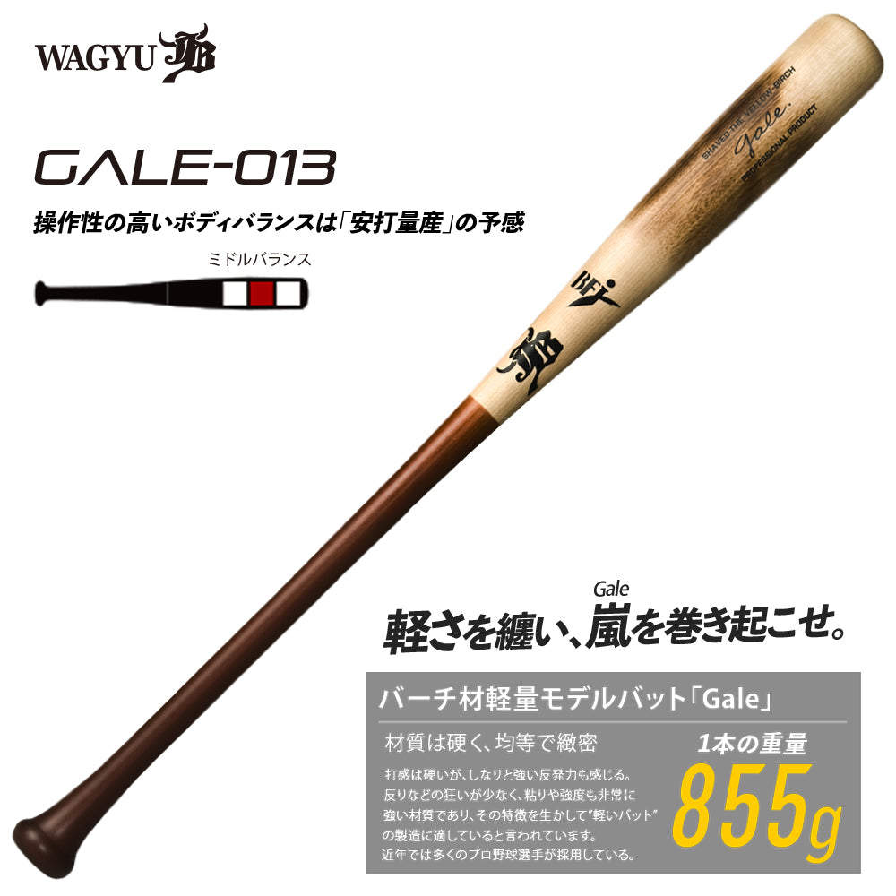バーチ材硬式木製バット「Gale」/中学・高校・大学社会人対応/BFJマーク入り