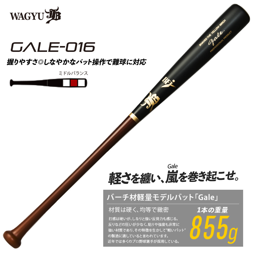 バーチ材硬式木製バット「Gale」/中学・高校・大学社会人対応/BFJマーク入り