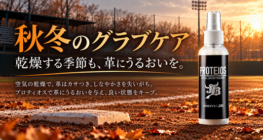 乾燥する季節も、革にうるおいを。 ～秋冬のグラブケアに、プロティオス～