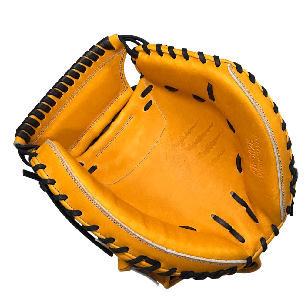【公式メーカー限定】ナチュラル和牛JBミット/JB-002S/スパークルイエロー/捕手用ミット/高校野球ルール対応