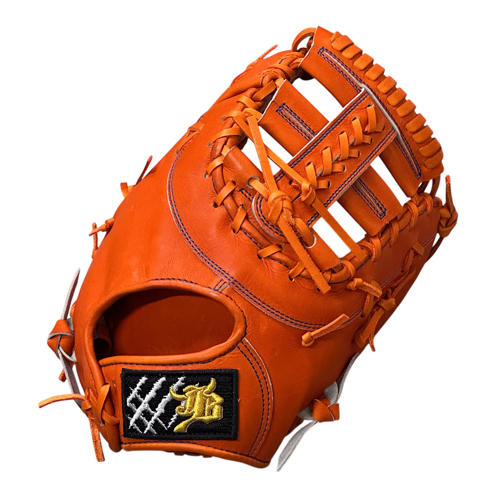 【公式メーカー限定】ナチュラル和牛JBミット/JB-003E/オレンジ/一塁手用ミット/高校野球ルール対応