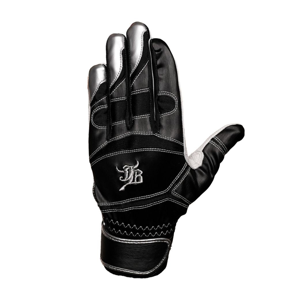 【予約受付中】バッティング手袋/ブラック×シルバー